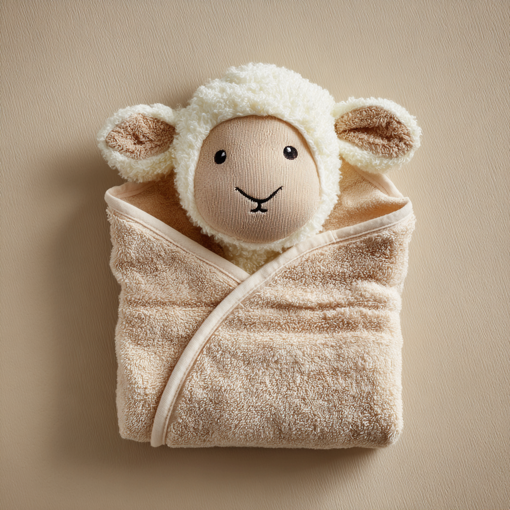 Little Lamb Hooded Towel for Soft Absorbent Bath Wrap