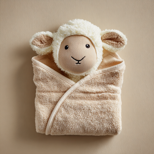 Little Lamb Hooded Towel for Soft Absorbent Bath Wrap