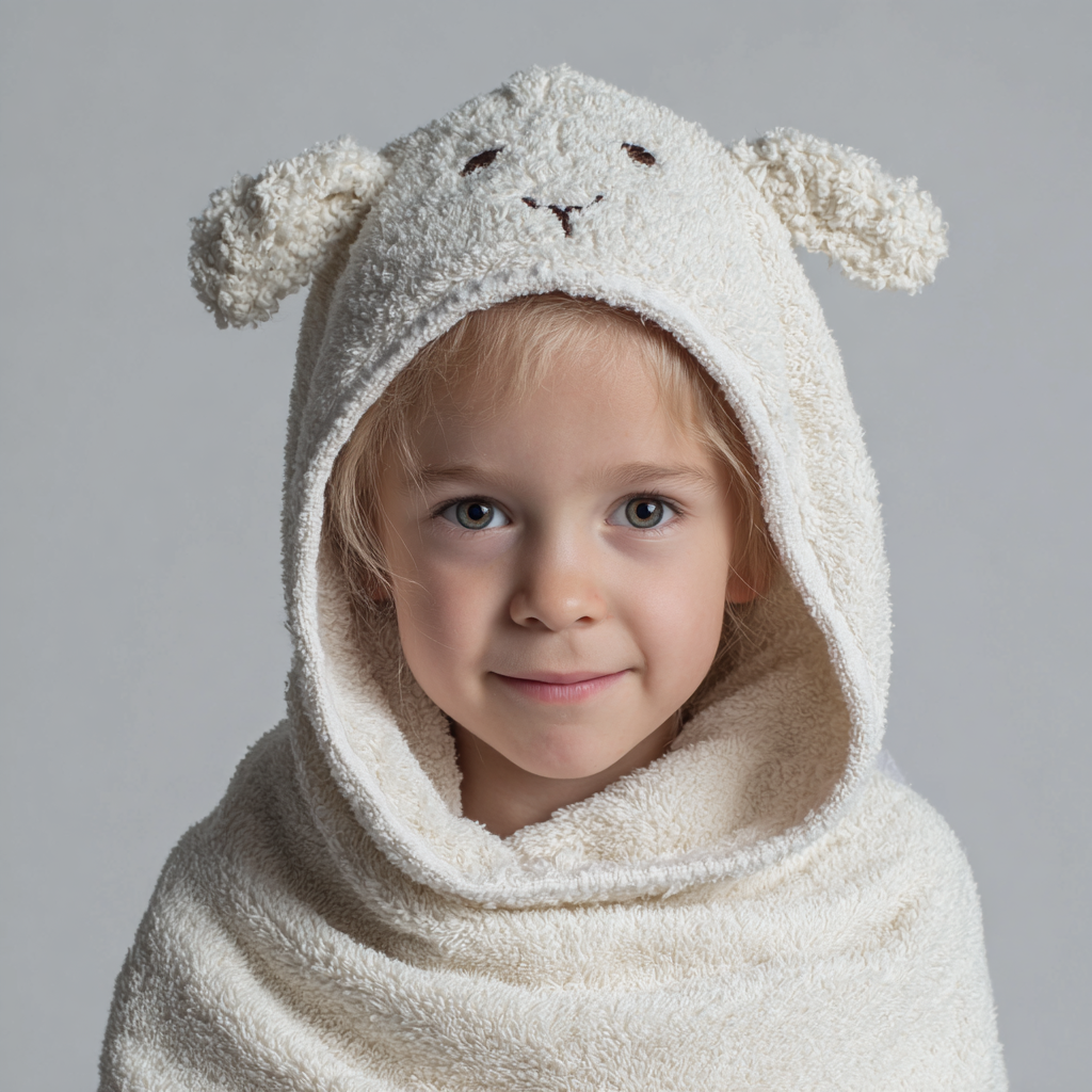 Little Lamb Hooded Towel for Soft Absorbent Bath Wrap