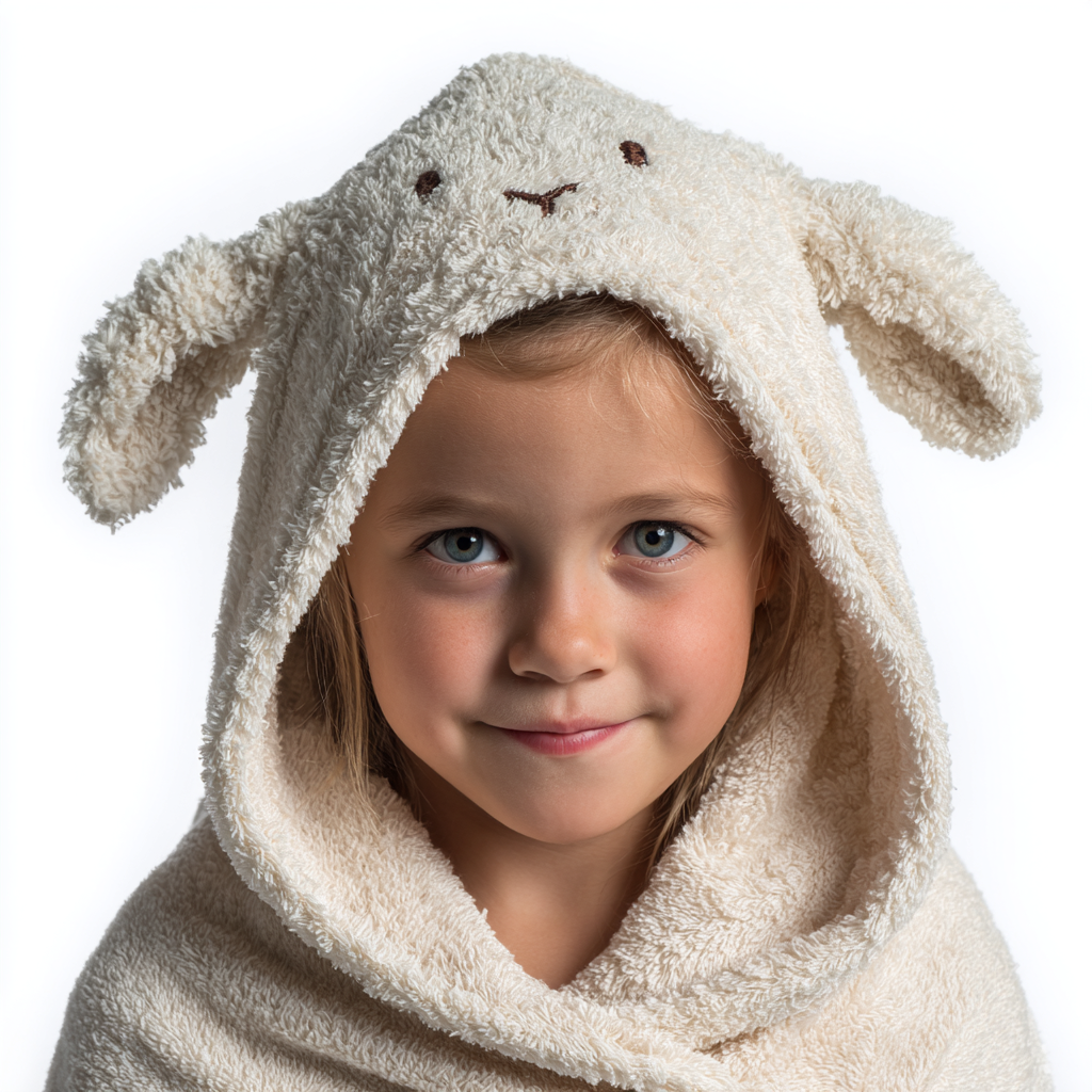 Little Lamb Hooded Towel for Soft Absorbent Bath Wrap